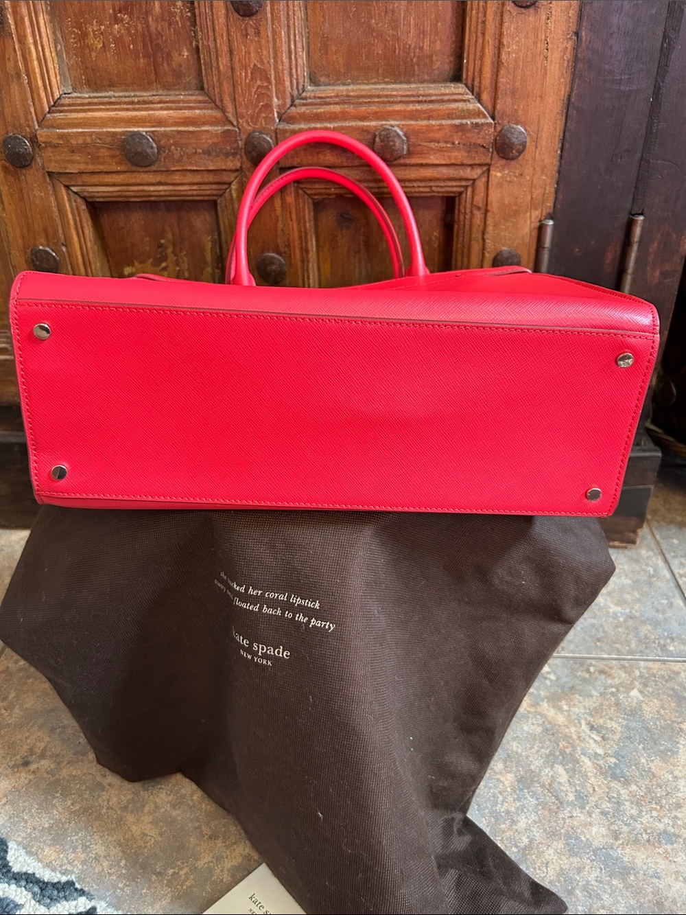 Kate Spade Staci Red Saffiano leather Satchel Crossbody - Picture 9 of 10